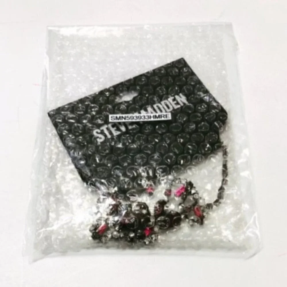 Steve Madden Womens Red Rhinestones Multi Cut Bib Statement 18